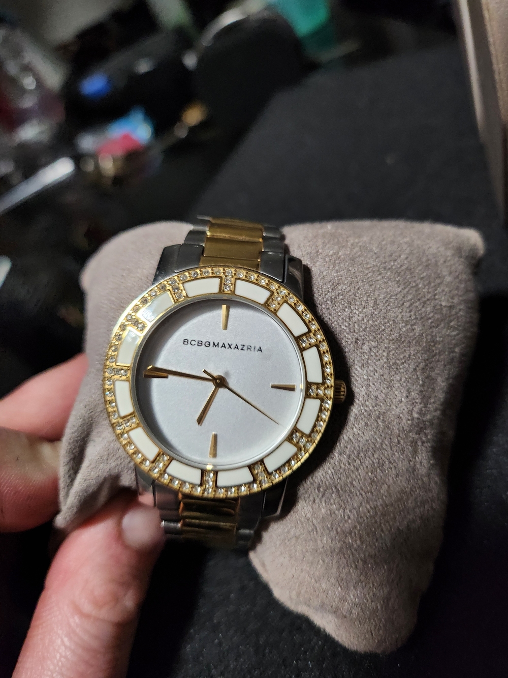 BCBGMaxAzria Two-Tone Gold and Silver Crystal Accent Women's Watch